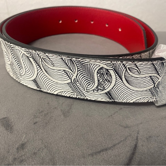 New Christian Louboutin Men's Monogram Happy Rui CL Logo Belt. SZ 90 $520 - Picture 4 of 7
